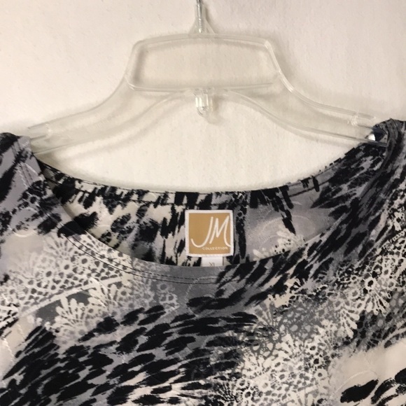 Jm Collection Tunic Top XL Black White Abstract Print Textured fabric EUC - Picture 4 of 9